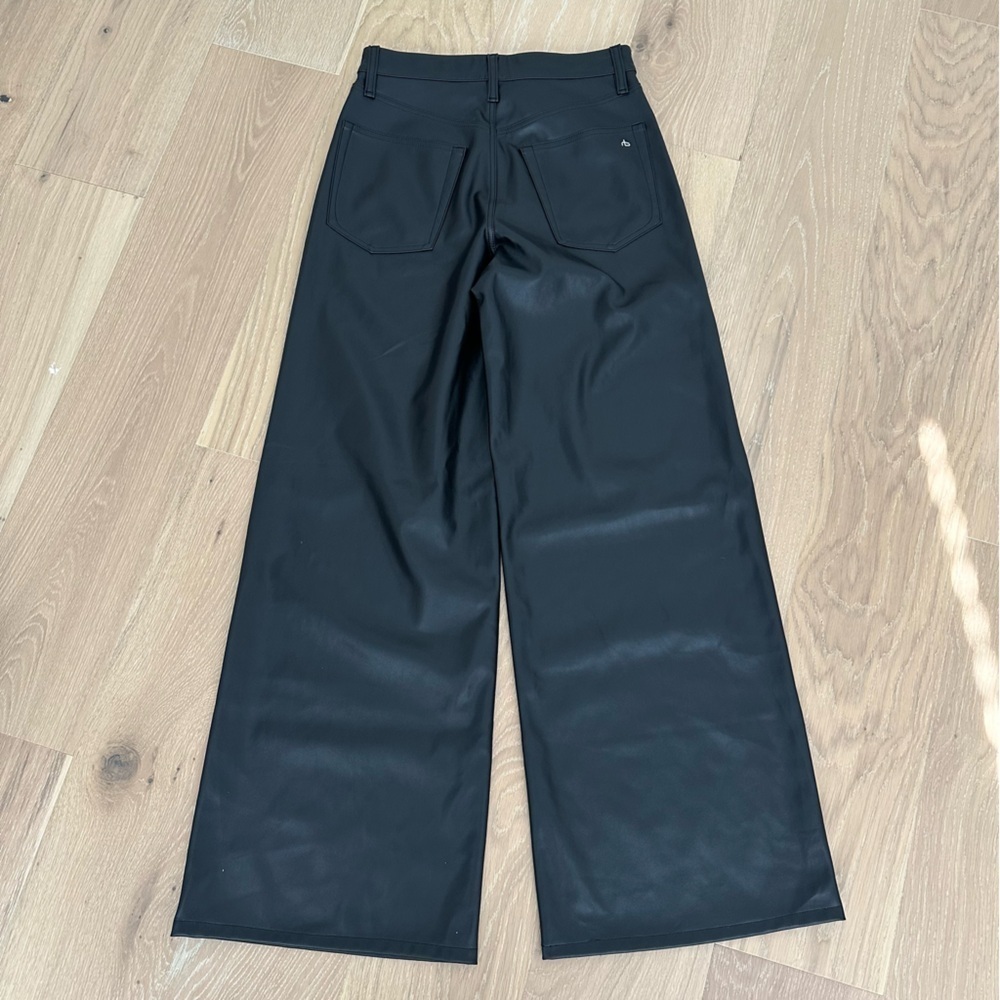 Rag & Bone Sofie Faux Leather Wide Leg High Rise Pants Dark Jeans Womens Size 26 - Picture 16 of 16